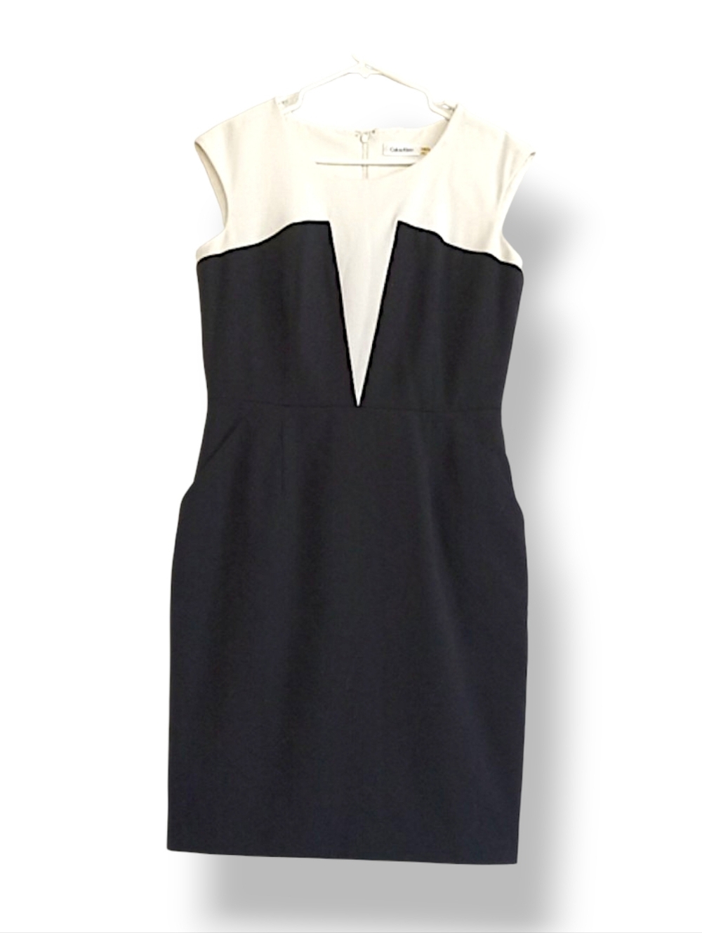 Calvin Klein Black White Cocktail Dress Colorblock 80s Retro Sexy LBD Formal 10